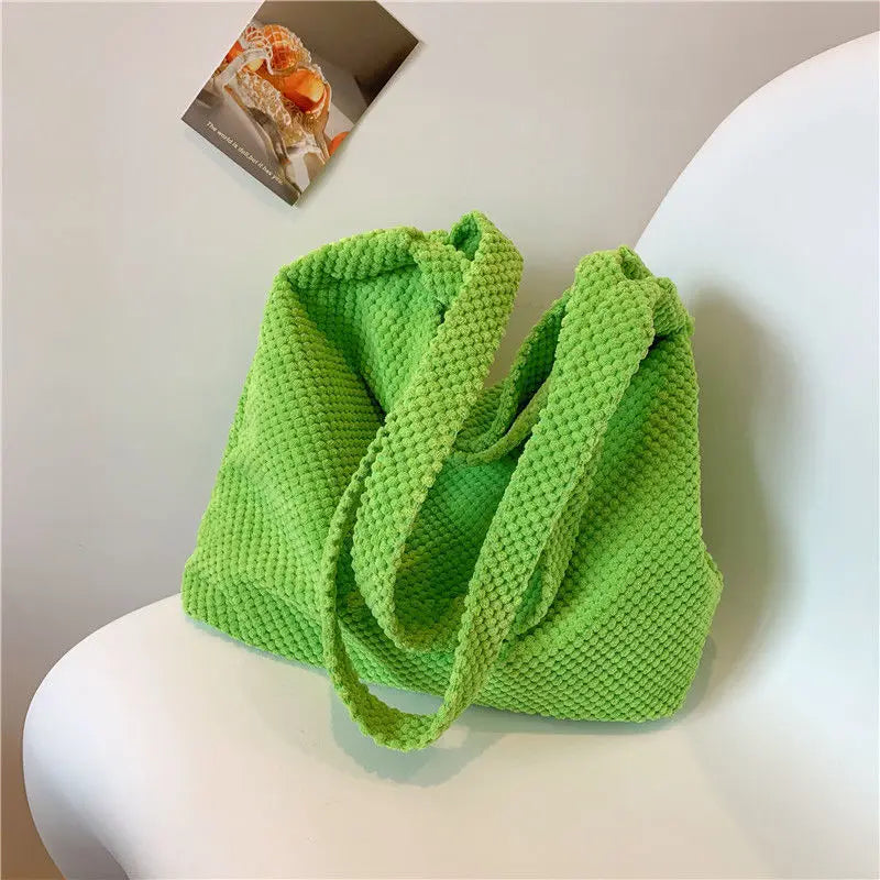 Soft Wool Knitting Shoulder Bag Large Capacity Casual Shopping Bag
