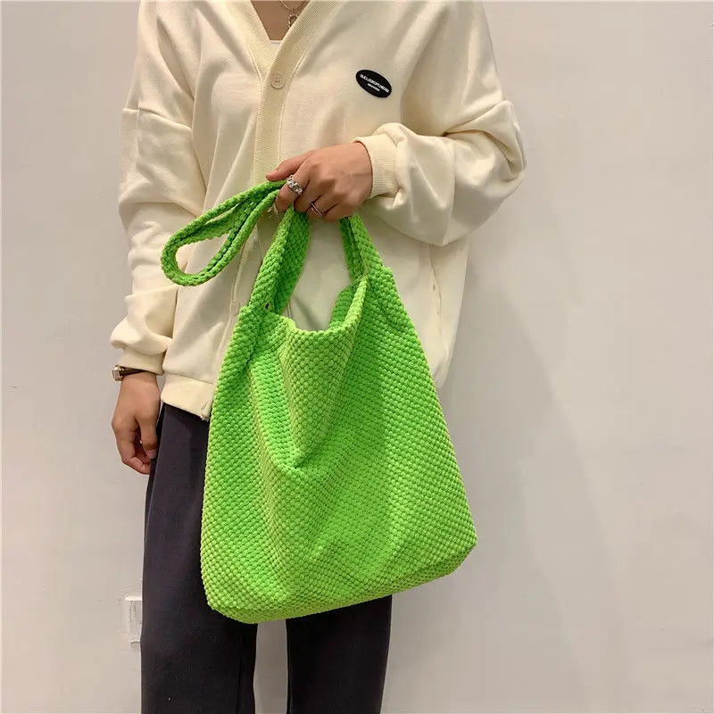 Soft Wool Knitting Shoulder Bag Large Capacity Casual Shopping Bag