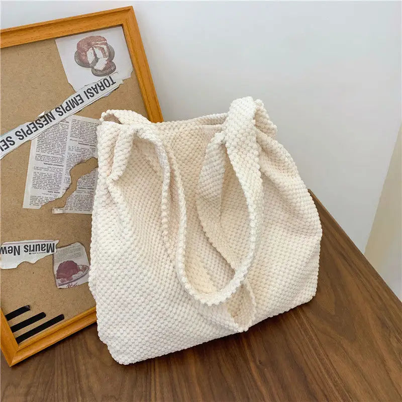 Soft Wool Knitting Shoulder Bag Large Capacity Casual Shopping Bag