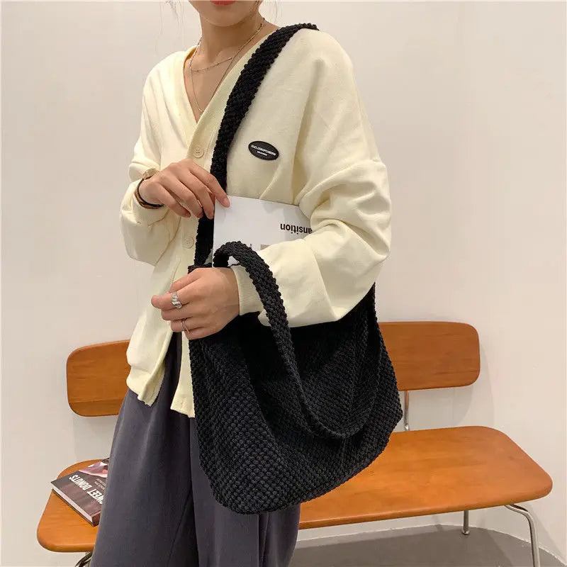 Soft Wool Knitting Shoulder Bag Large Capacity Casual Shopping Bag