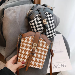 Woolen Splicing Messenger Bag Women PU Casual Bucket Shoulder Pouch