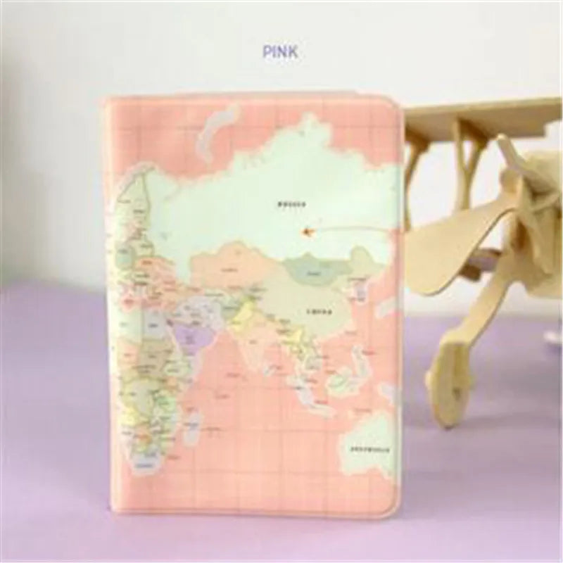World Map Passport Cover Wallet Bag Letter Men Women
