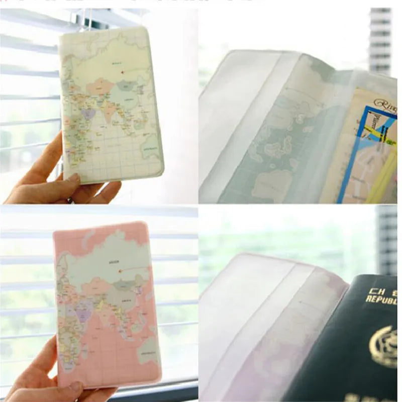 World Map Passport Cover Wallet Bag Letter Men Women