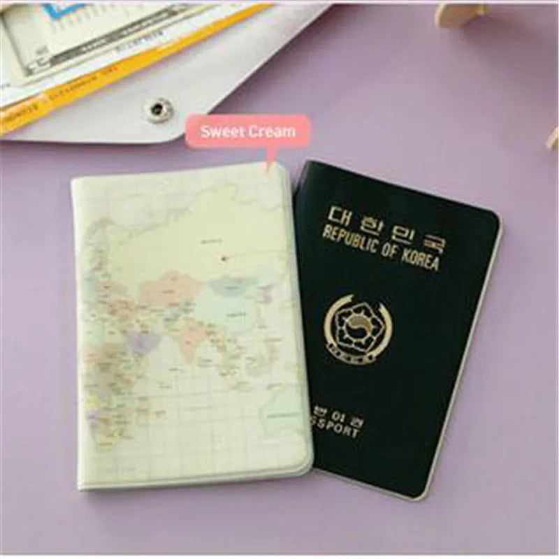 World Map Passport Cover Wallet Bag Letter Men Women