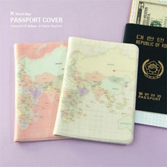 World Map Passport Cover Wallet Bag Letter Men Women