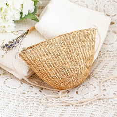 Vintage Straw Shoulder Crossbody Bag Zipper Travel Beach sac a main