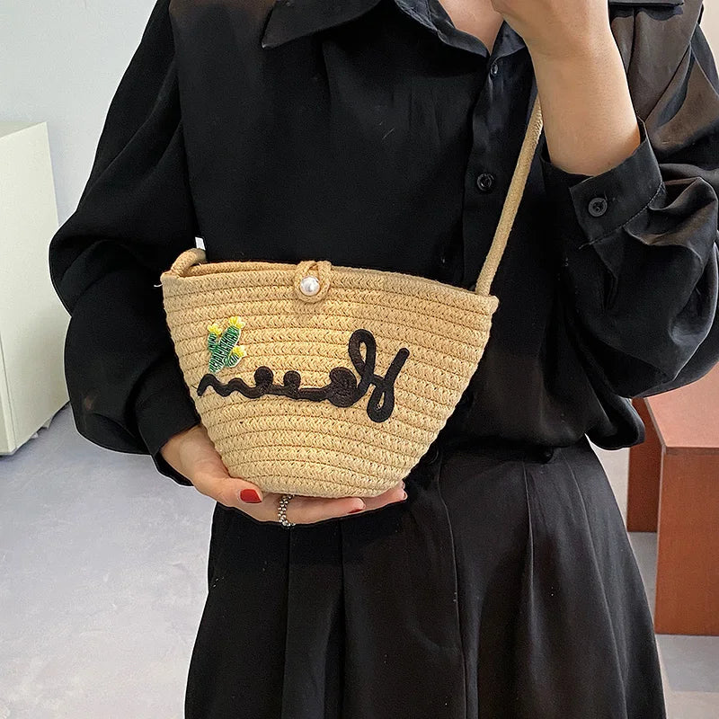 Printed Letter Bucket Bag Shoulder Bag