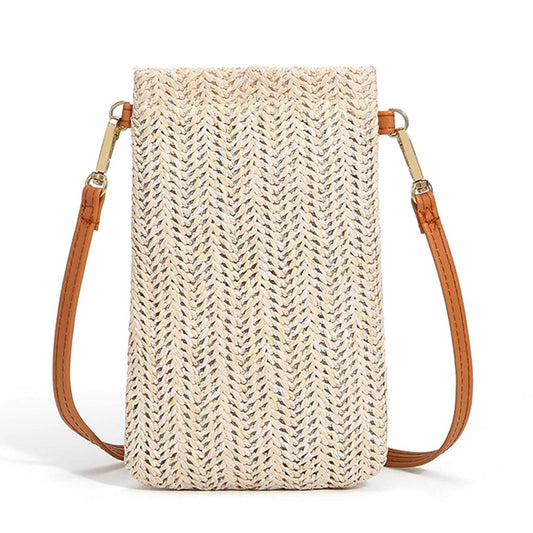 Woven Straw Women Crossbody Messenger Bag Rattan Shoulder Pack