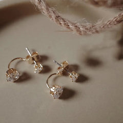 Zircon Front And Back Drop Earrings For Women