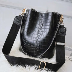 Crocodile Pattern Shoulder Bucket Bag Large Capacity Messenger Bag