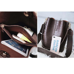 Crocodile Pattern Shoulder Bucket Bag Large Capacity Messenger Bag