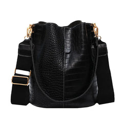 Crocodile Pattern Shoulder Bucket Bag Large Capacity Messenger Bag