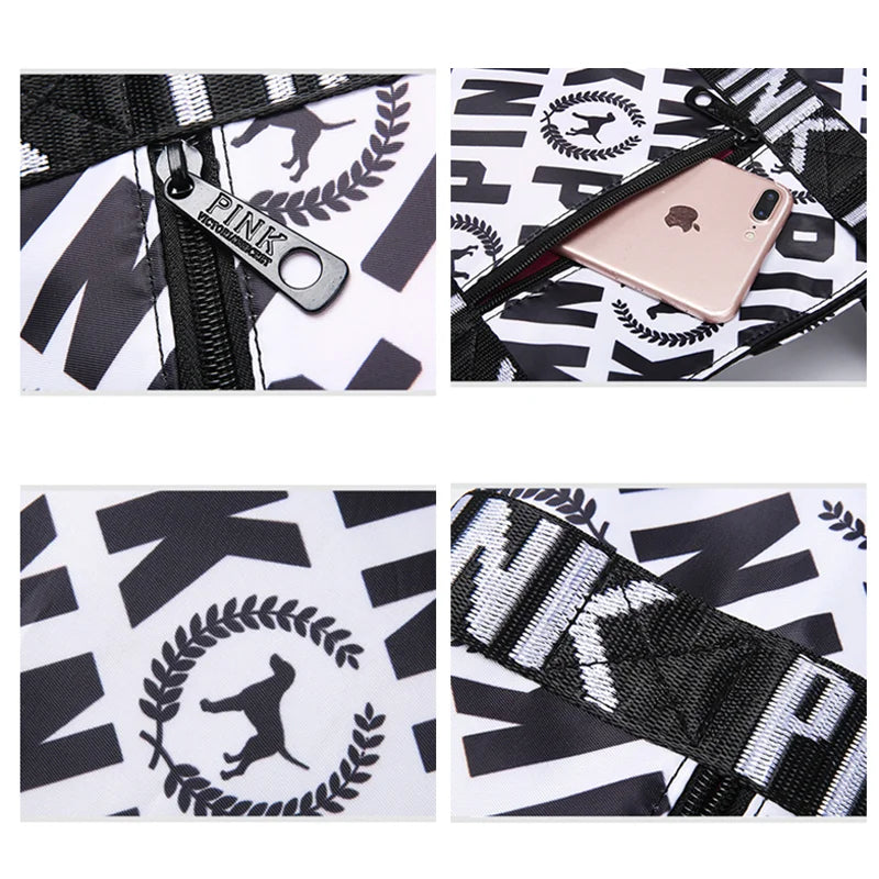 Casual Ladies Nylon Handbag Letter Pattern Shoulder Bag Waterproof