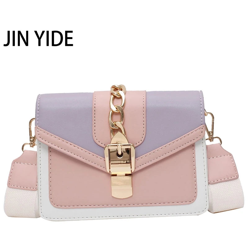 PU Leather Crossbody Bag Wide Strap Shoulder Messenger Bag for Women