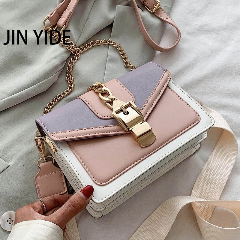 PU Leather Crossbody Bag Wide Strap Shoulder Messenger Bag for Women