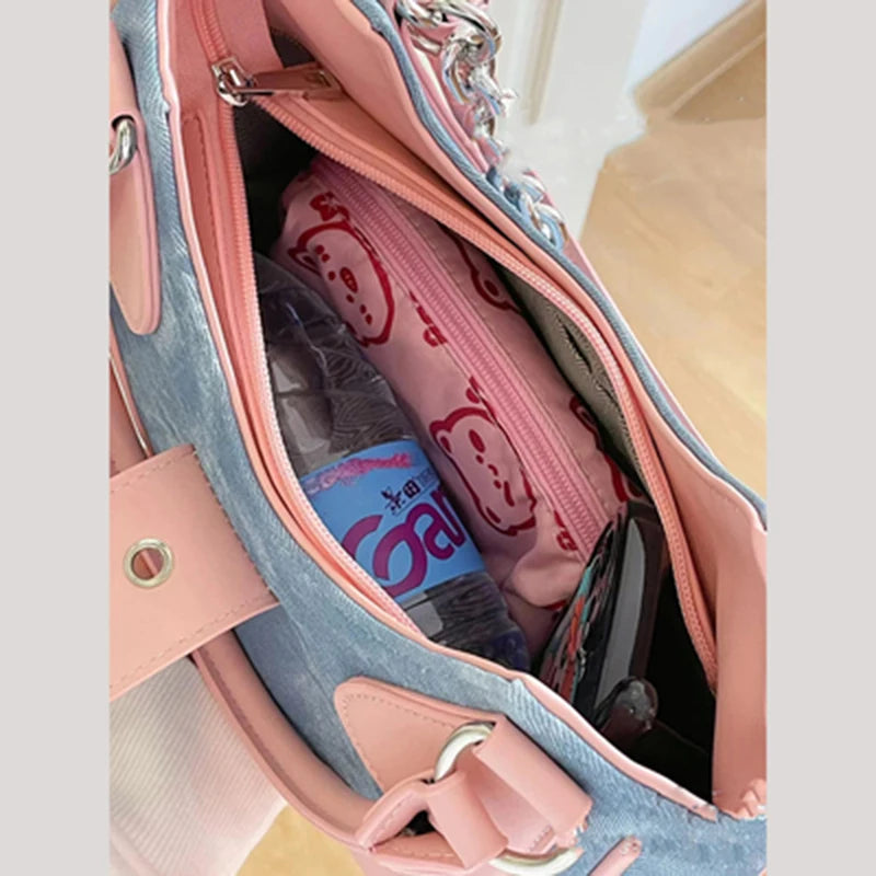 Casual Contrast Canvas Women Handbag