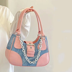 Casual Contrast Canvas Women Handbag
