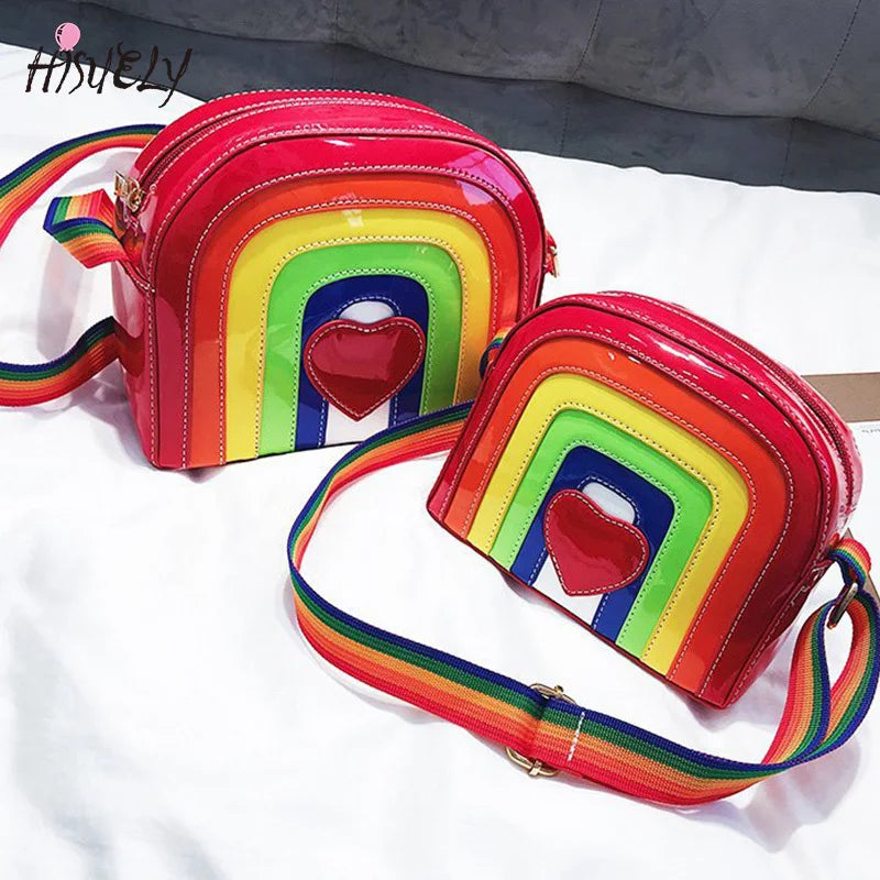 Rainbow Love Shoulder Bag Ladies Matching Messenger Handbag