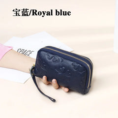 Embossed Flowers Long Wallet Double Zipper Clutch Purse