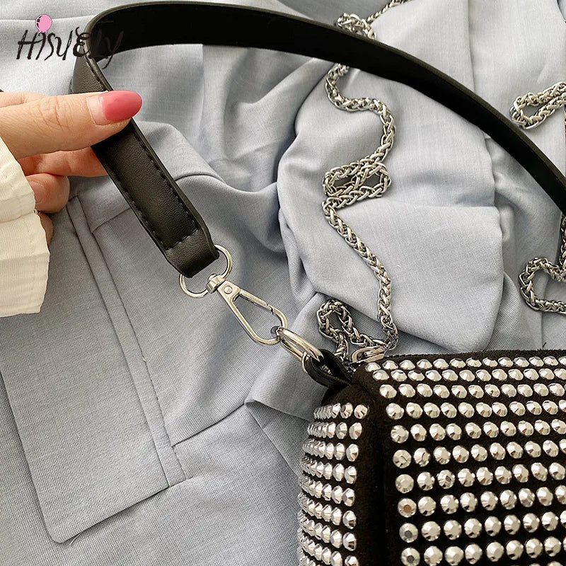 Hot Diamond One-Shoulder Messenger Bag with Metal Chain