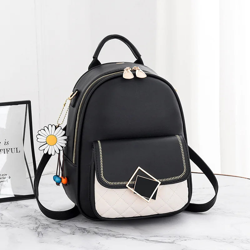 Small Round Backpack Retro Style for Women