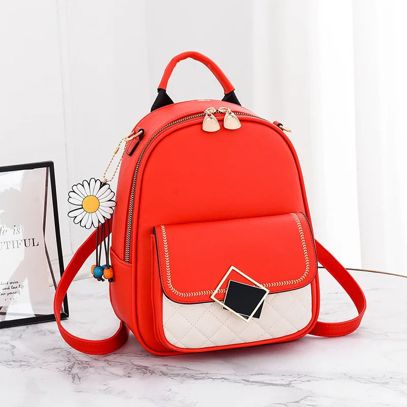Small Round Backpack Retro Style for Women