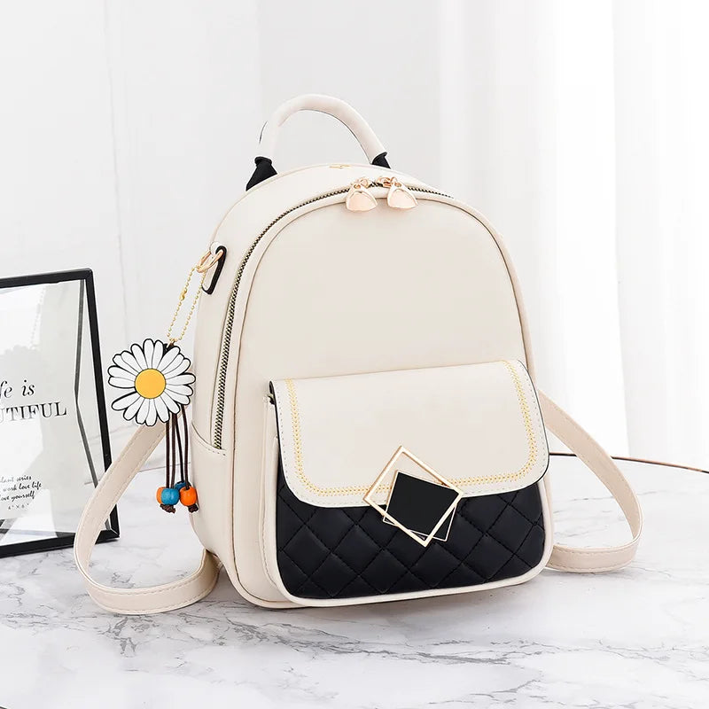 Small Round Backpack Retro Style for Women
