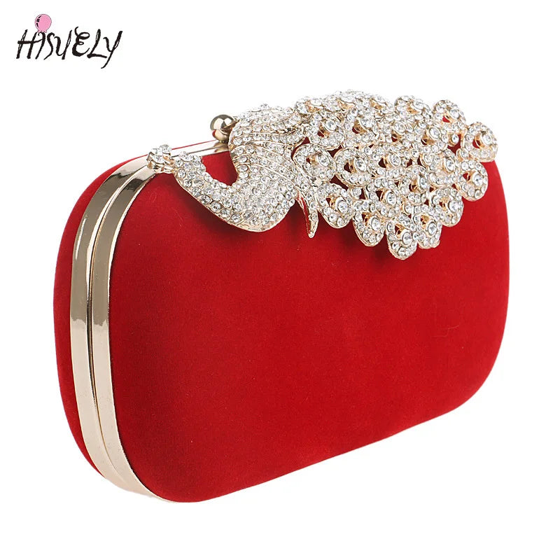Diamond Peacock Clutch Bag for Wedding Party