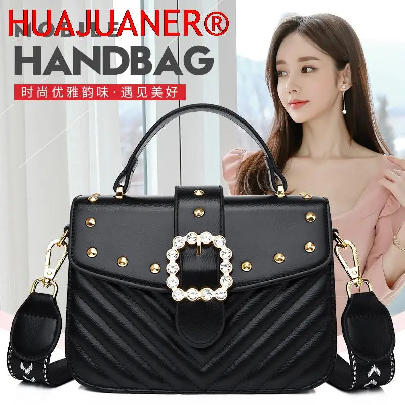 Luxury Diamond-Encrusted Leather Shoulder Bag