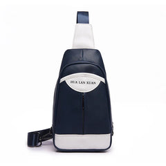 Men's PU Leather Chest Pack Crossbody Bag School Bag