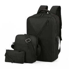 Men's & Women's 3-Piece Backpack Set with USB Laptop Bag