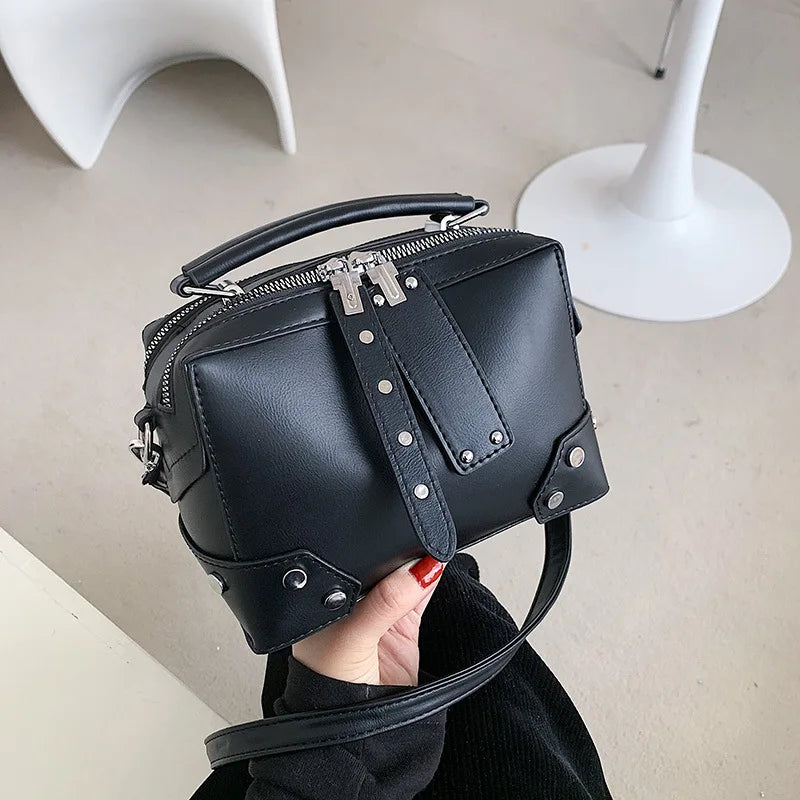 Small Square Texture Handbag - Single Shoulder Bag