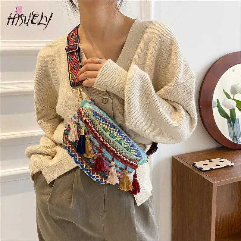 Tassel Woven Shoulder Bag Ethnic Messenger Bag