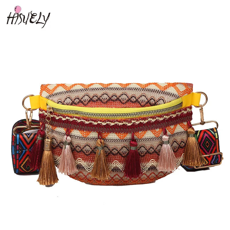 Tassel Woven Shoulder Bag Ethnic Messenger Bag