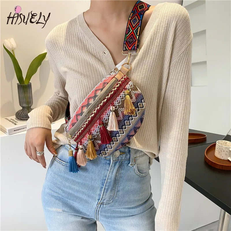 Tassel Woven Shoulder Bag Ethnic Messenger Bag