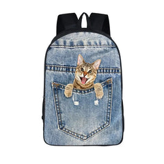 3D Animal Cat Print School Bag for Girls Boys Children Backpack