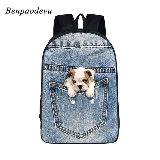 3D Animal Cat Print School Bag for Girls Boys Children Backpack