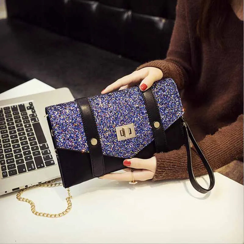 Women's Leather Envelope Clutch Evening Bag