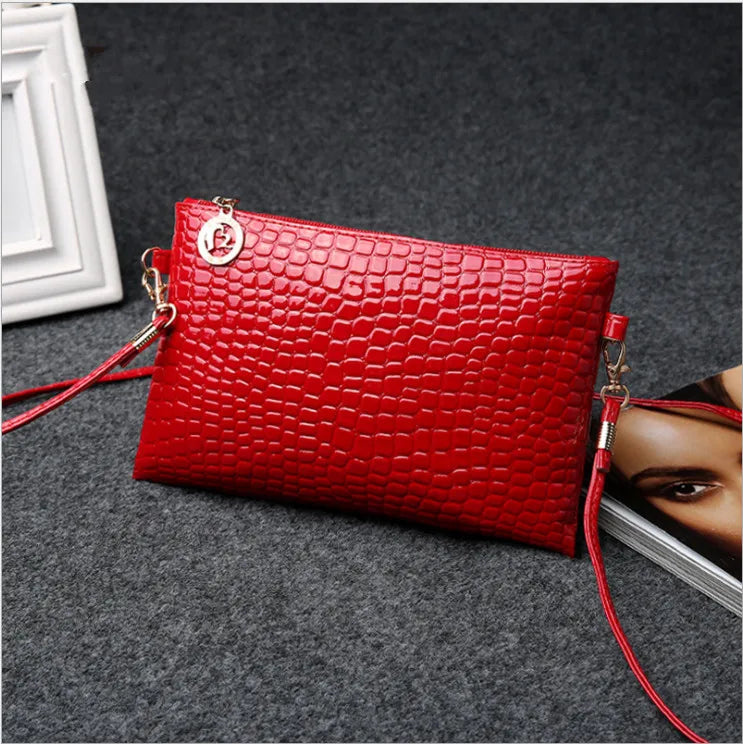 Women's Leather Envelope Clutch Bag Evening Handbag