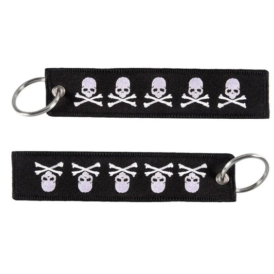 Embroidery Dangerous Skull Luggage Tag with Keyring - 3PCS