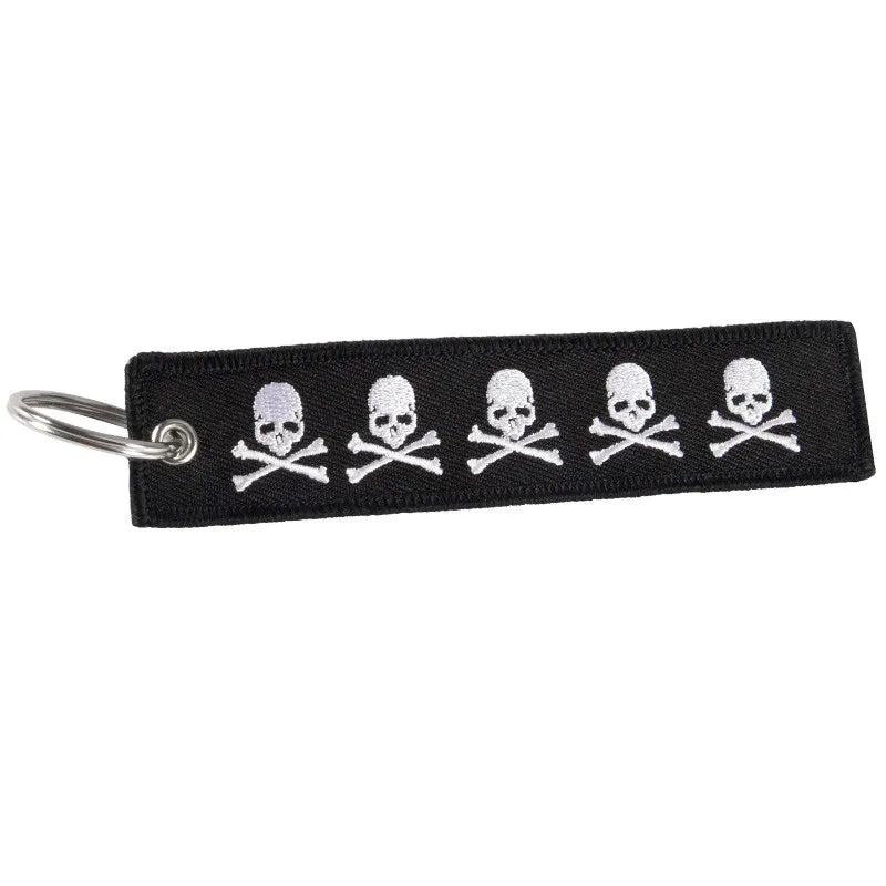 Embroidery Dangerous Skull Luggage Tag with Keyring - 3PCS