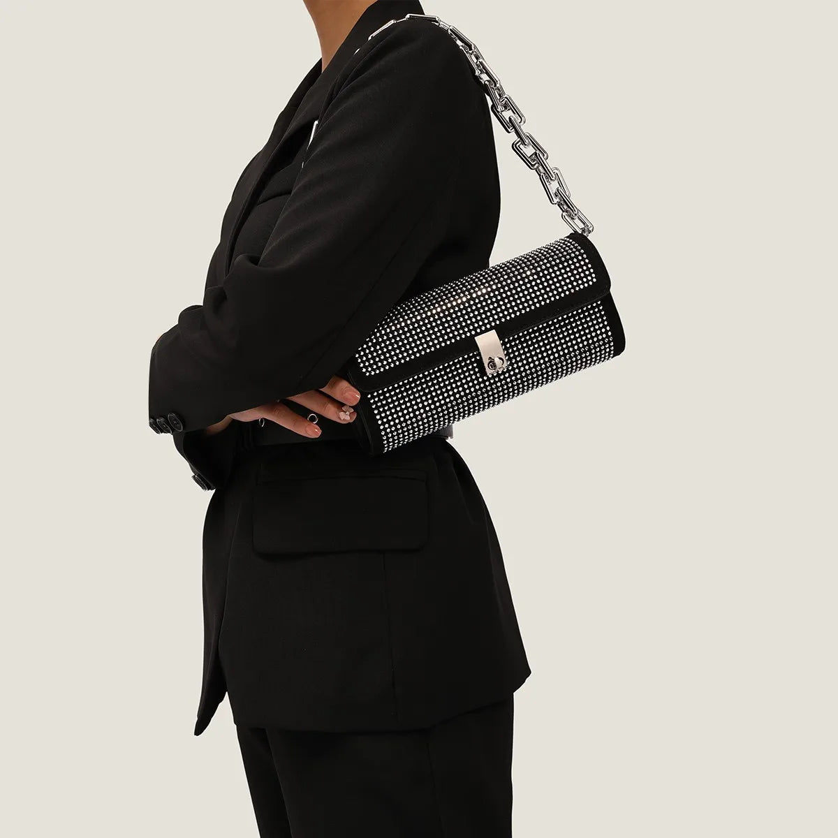 Flash Diamond Rhinestone Mini Tote Shoulder Messenger Bag