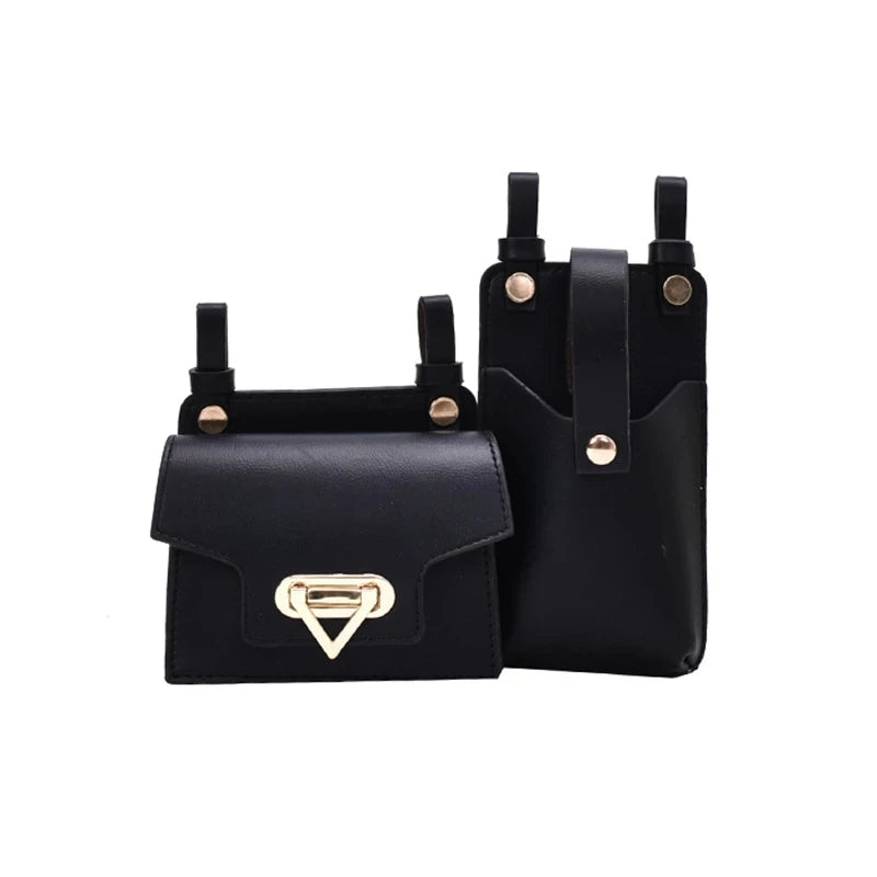 Two-Piece PU Waist Bag Women Messenger Mobile Phone Bag