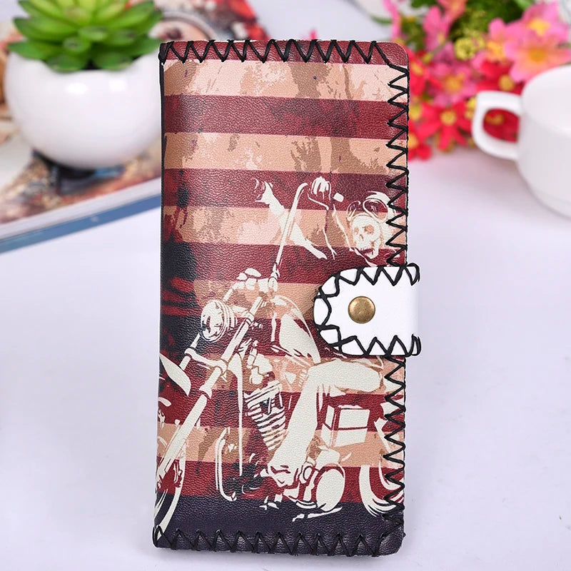 Ethnic Soft Leather Wallet Men Women Long Section Money Bag Purse