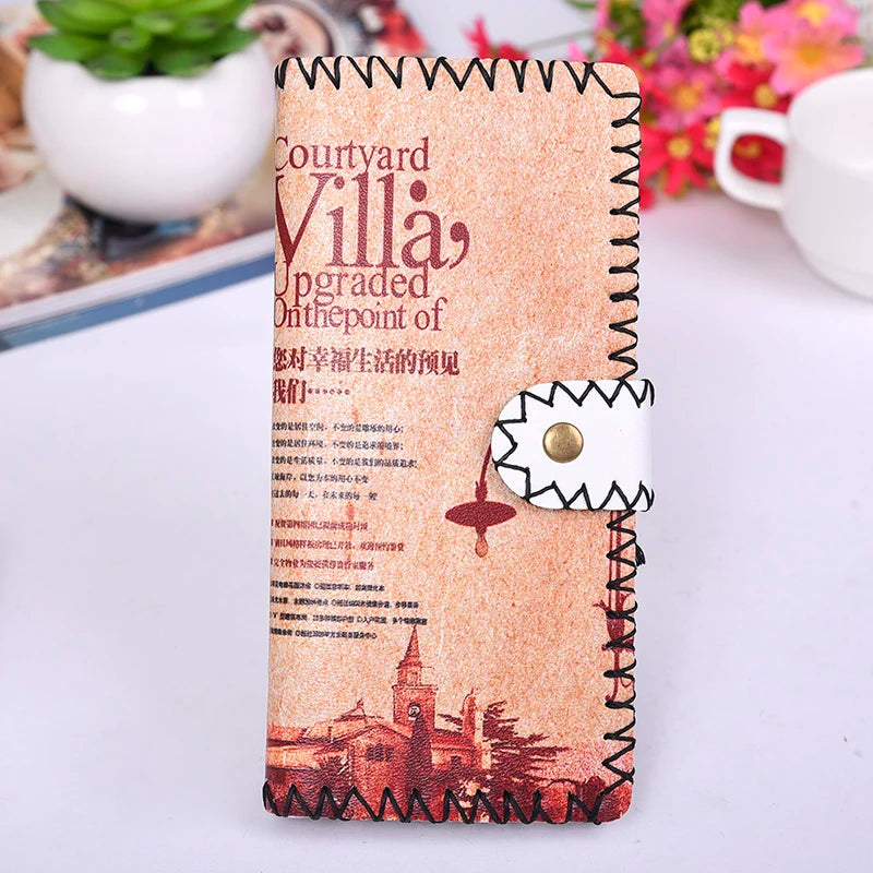 Ethnic Soft Leather Wallet Men Women Long Section Money Bag Purse