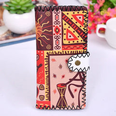 Ethnic Soft Leather Wallet Men Women Long Section Money Bag Purse