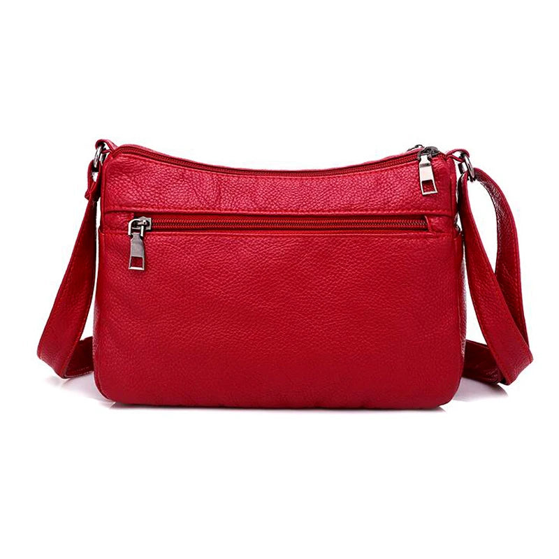 Women's Red PU Leather Shoulder Bag Crossbody Handbag Purse