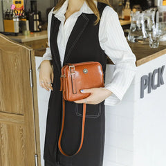 Women's Double Zipper Shoulder Bag Retro Casual Small Square Bag