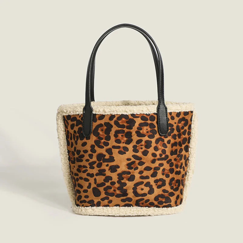 Women's Plush Frosted Tote Bag Lamb Wool Handbag