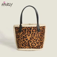 Women's Plush Frosted Tote Bag Lamb Wool Handbag
